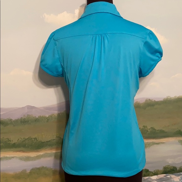 Callaway golf top- turquoise with white buttons - Picture 2 of 10